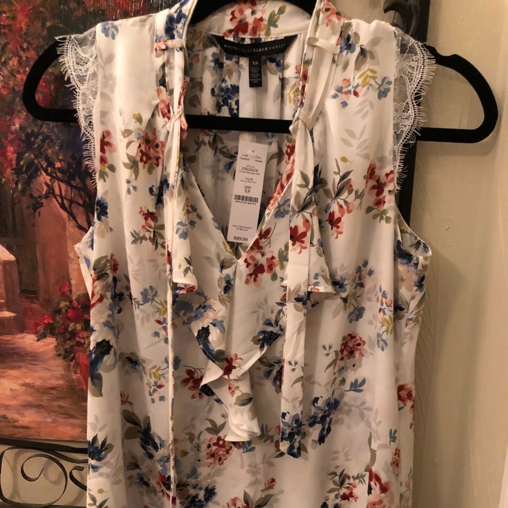 White house black market floral blouse